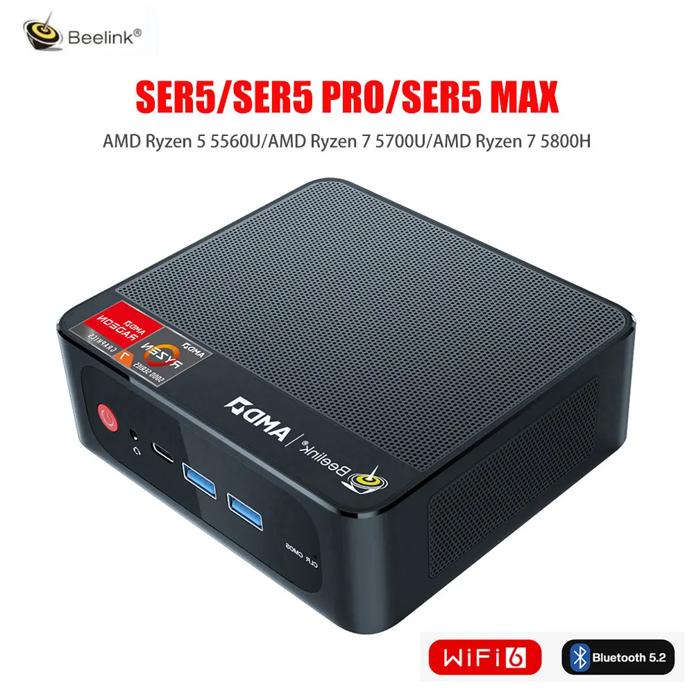 

Beelink SER5 MAX AMD Ryzen5 5560U Ryzen7 5700U 5800H ОЗУ 16 Гб/32 ГБ SSD 500 Гб/1 ТБ Wifi6 BT5.2 Настольный игровой компьютер