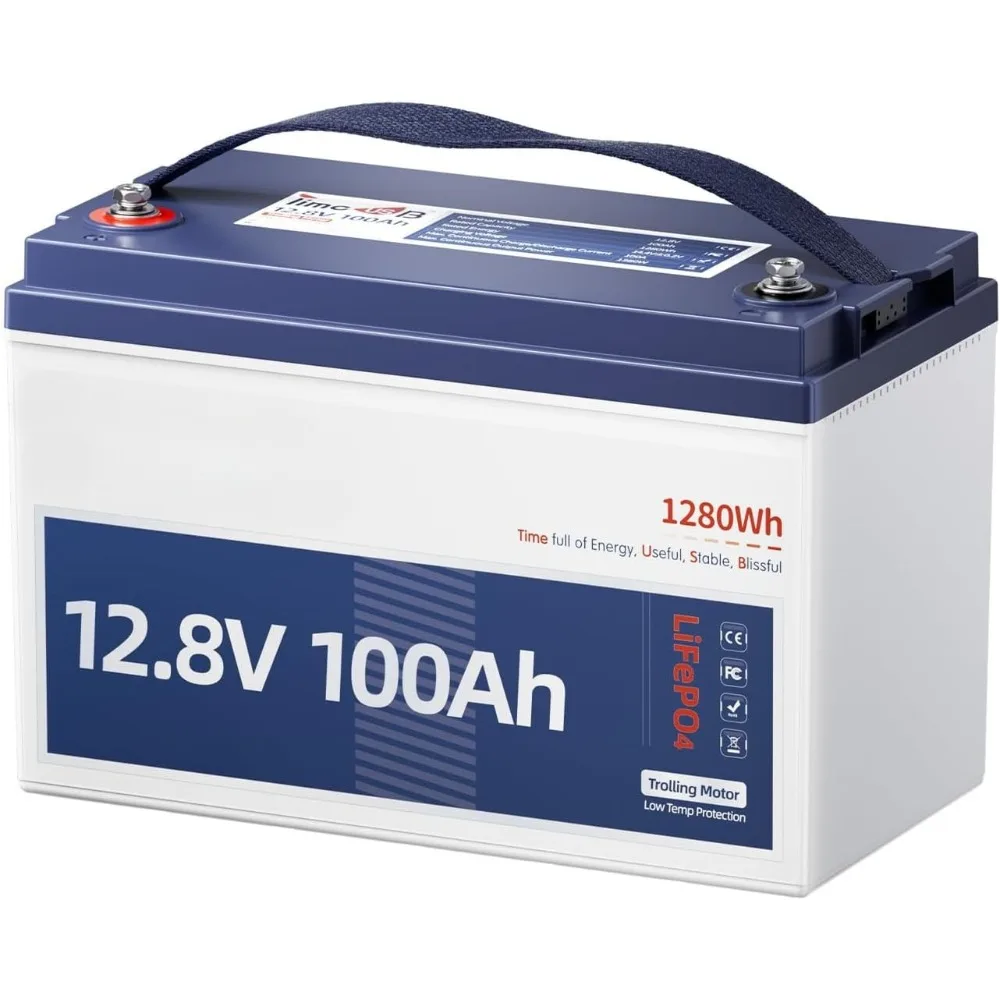 

12V 100Ah TM Low-Temp Protection LiFePO4 Battery, Timeusb Group 31 Deep Cycle Battery, Lithium Iron Phosphate Battery