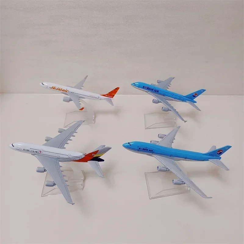 Korean Boeing B747 Airbus A380 JEJU JIN TWAY Boeing  B737 SEOUL BUSAN Asiana Airbus A320 A380 Diecast Airplane Model Plane 16cm