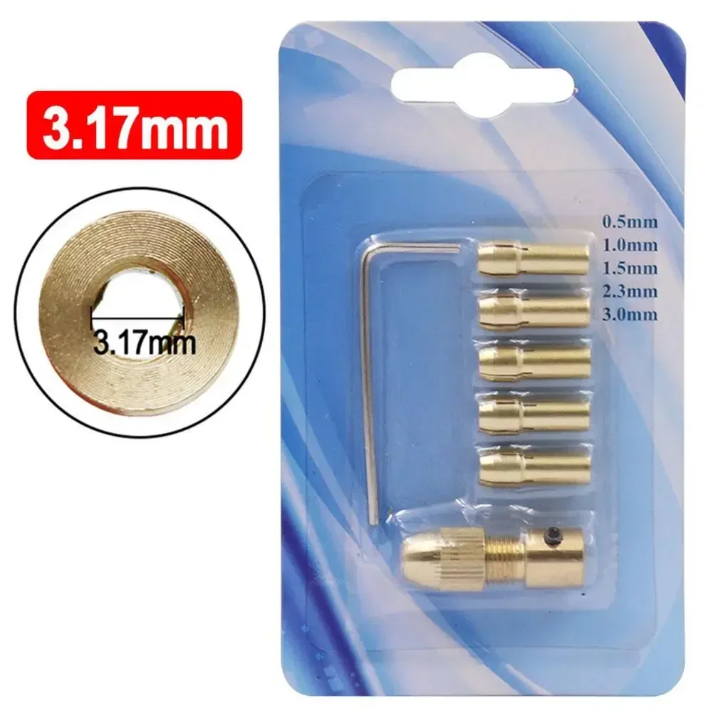 7 pezzi pinza in ottone mini mandrini per trapano adattatore 2.35/3.17/4.05/5.05mm per trapani a mano trapani elettrici albero motore elettrico punta da trapano