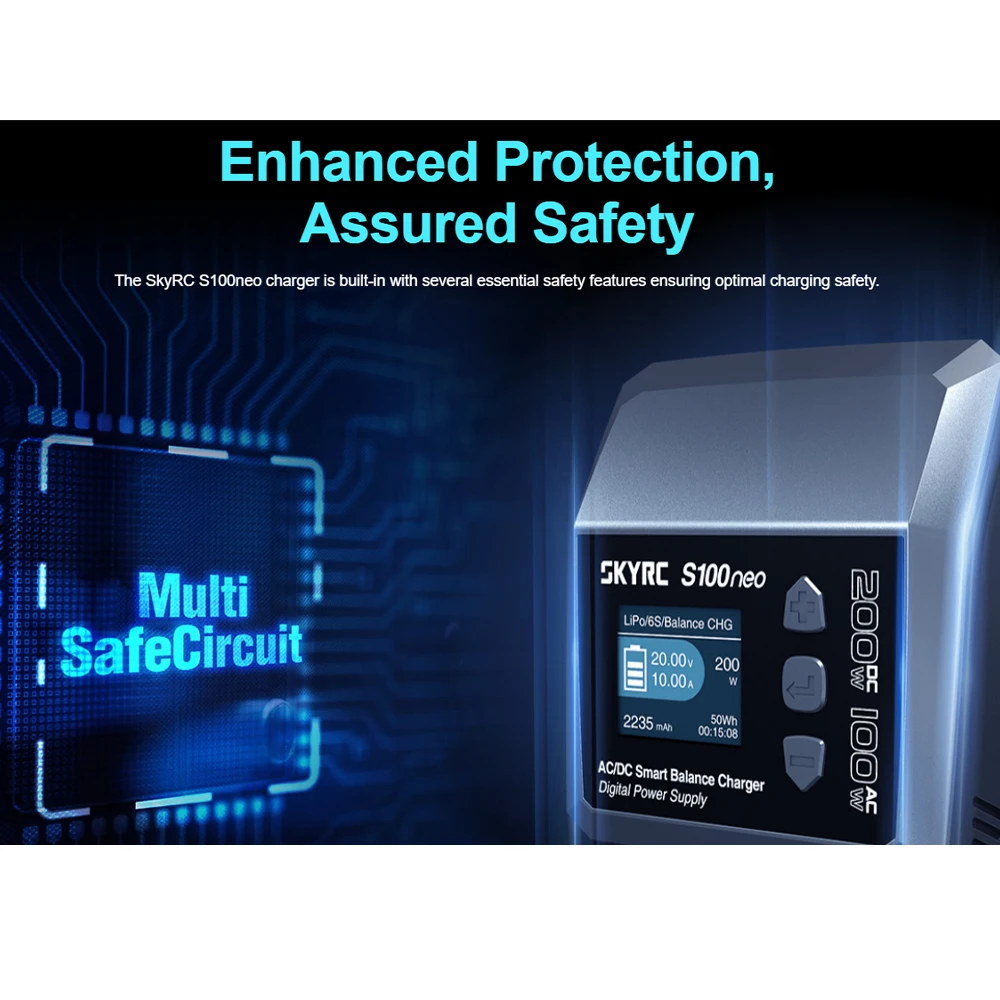 ใหม่ SKYRC S100neo BALANCE Charger AC100W DC200W 12A สมาร์ท LiPo แบตเตอรี่ RC Charger Discharger สําหรับ LiPo/Li-Ion/Life/NiMH/NiCd/Pb