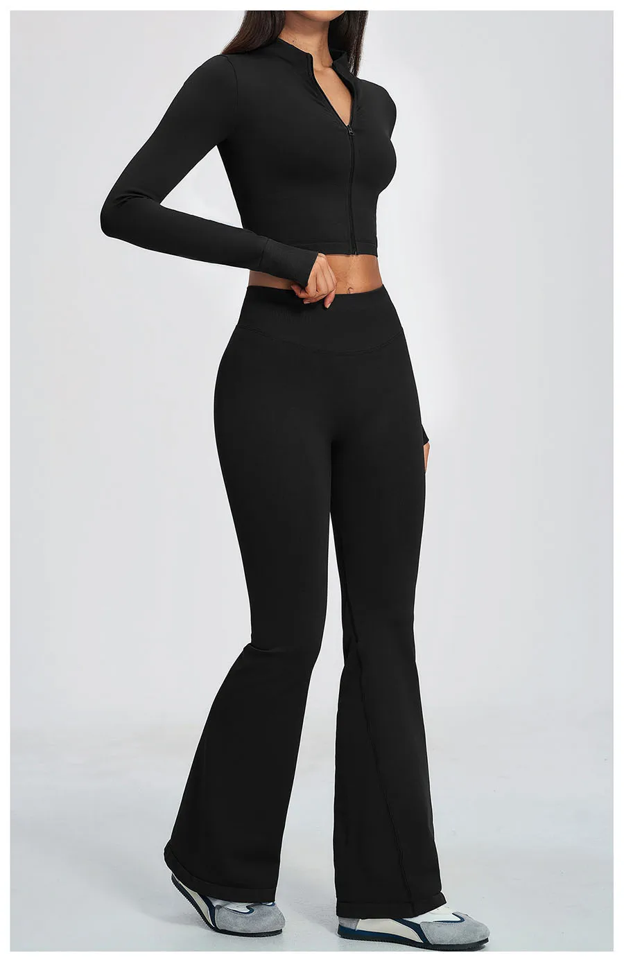 Neues 2-teiliges Yoga-Set, nahtloses Sportoutfit, Damen-Trainingsanzug, Lauf- und Workout-Kleidung, langärmelig, mit Reißverschluss, Sportbekleidung – Detail 27