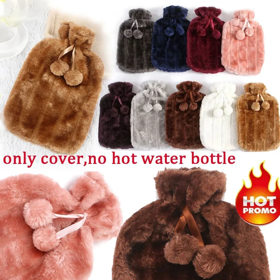 2L Hot Water Bag Winter Protective Case Removable Plush Cover Cold-proof Warm Faux Fur Fleece Cover Heat Preservation Covers