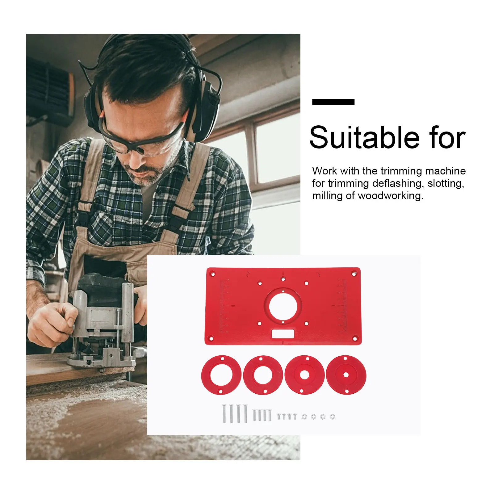 

1 Set Trimming Machine Aluminum Alloy Router Durable Accurate Center Hole Bushing Engraving Flipping Board For Carpenter Tools