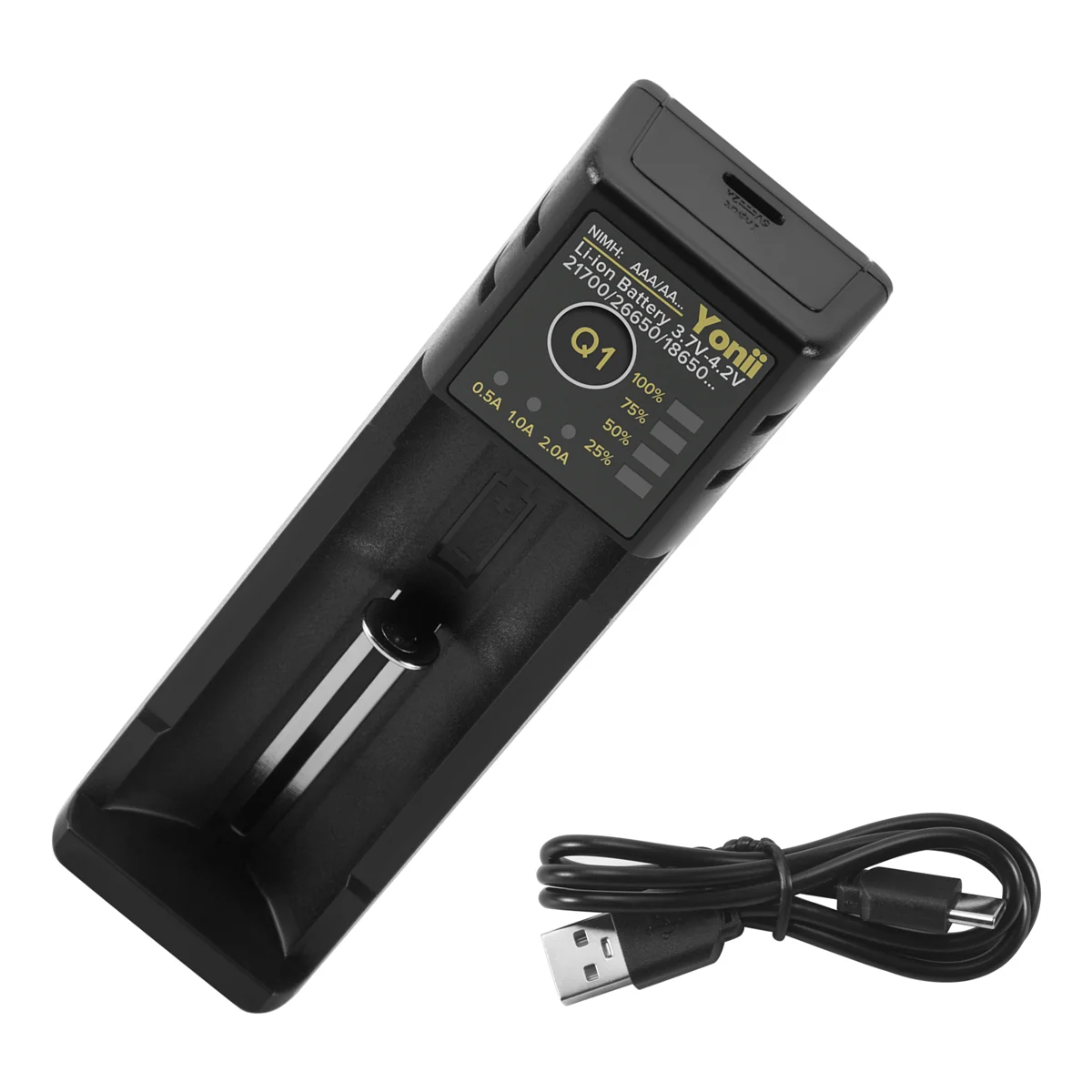 Hot sale 18650 Battery Charger 26650 Usb Smart Nickel Hydrogen Aa Aaa 21700 Single Slot Lithium Battery Charger