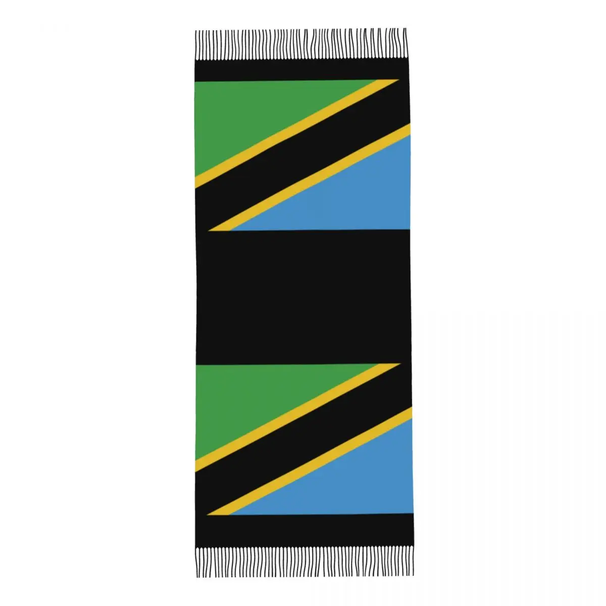 Personalized Printed Tanzania Flag Long Pile Fringe Men Scarf Women\'S Anti Chill Scarf