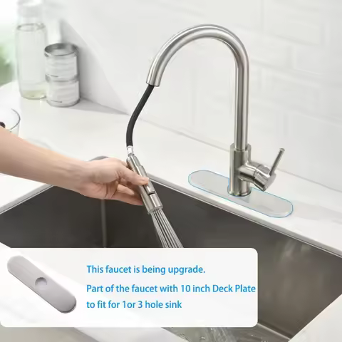 Kitchen Faucet with Pull Down Sprayer, High Arc Stainless Steel Material with cUPC Ceramic Cartridge, without Deck Plate