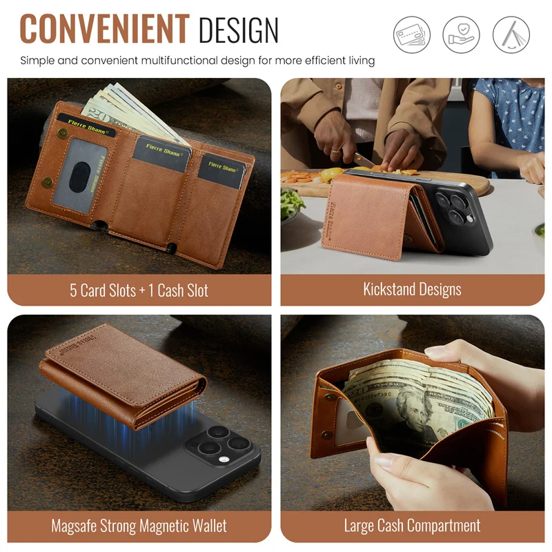 RFID Shield PU Leather Bag Wallet Magnetic card cases for all Magsafe functions PU leather Men Women card case Stand Cover