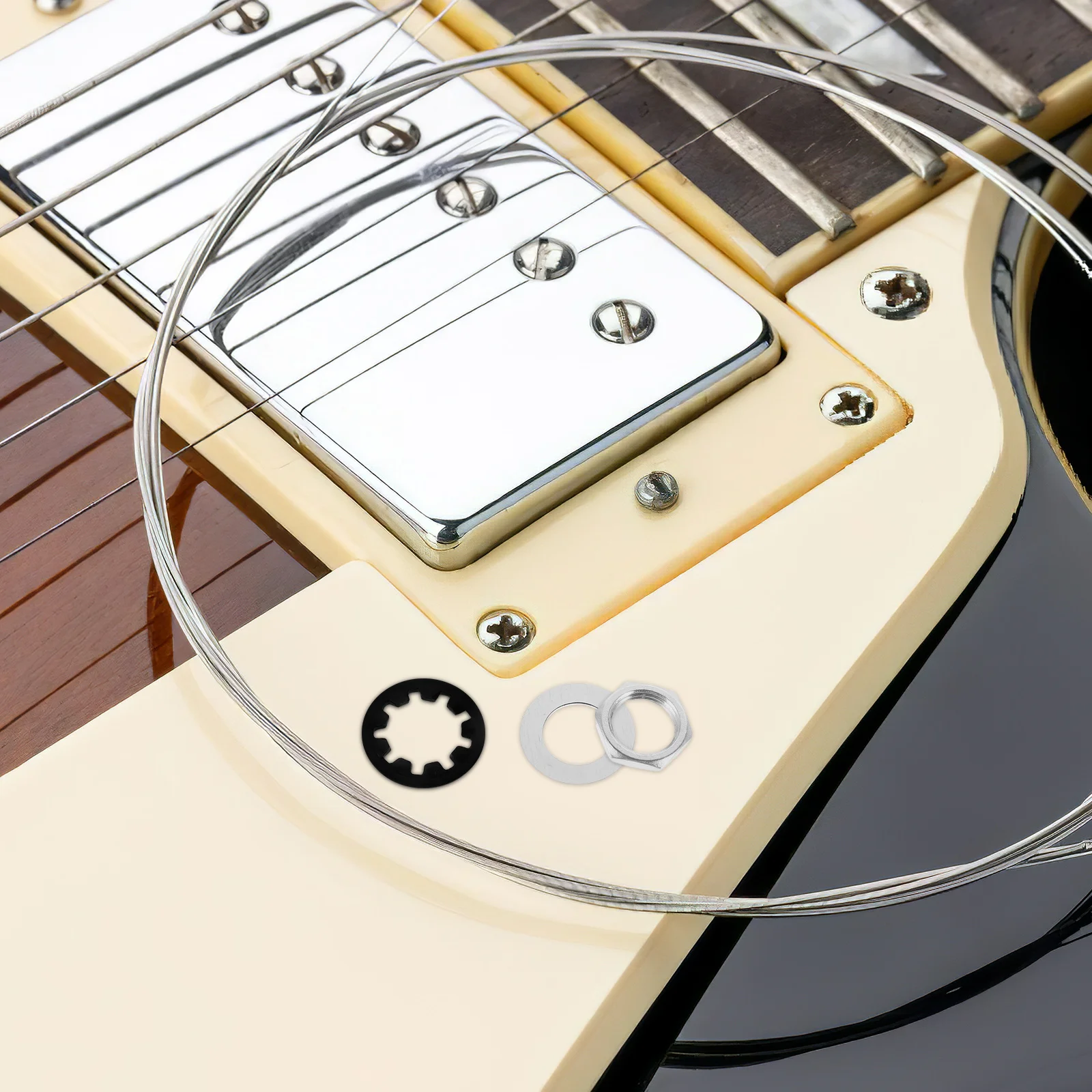 

4 set Nut Washer Set For Electric Guitar Repair Durable Metal Gaskets Compatible With Acoustic Bass Parts Guitar Input Socket