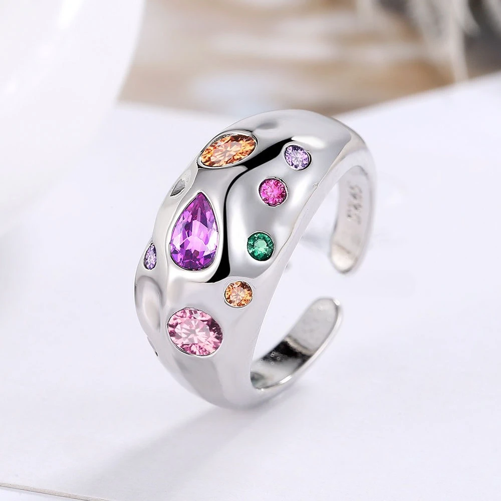 Neuer Ring aus 925er-Sterlingsilber, 5A, bunter Zirkon, schlicht, für Frauen, Hochzeit, Luxus-Schmuck, Verlobungsring, modische Party-Geschenke