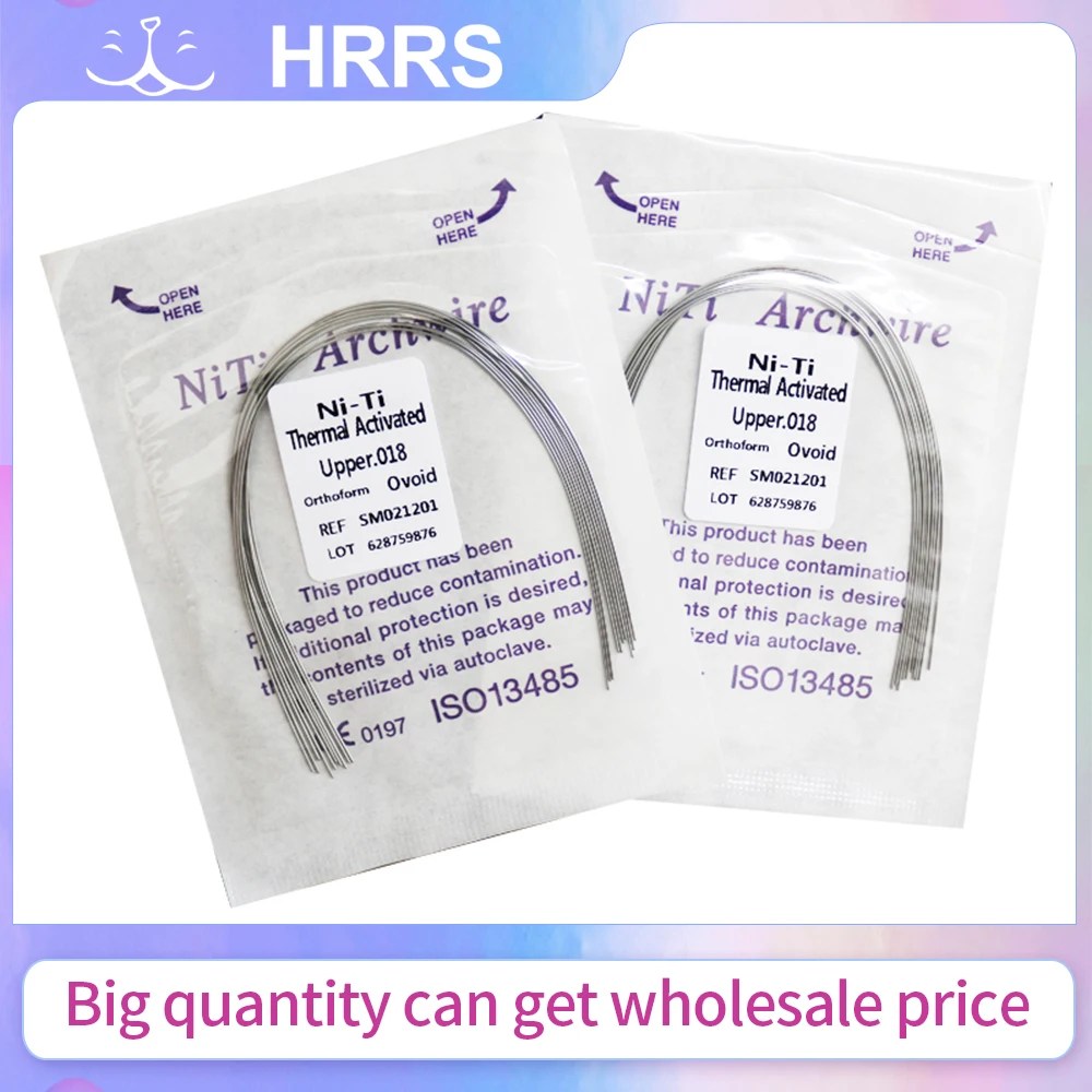 2Packs 20pcs Orthodontic Wire Dental Thermal Activated Niti  Arch Wire（1Pack Upper+1pack Lower)