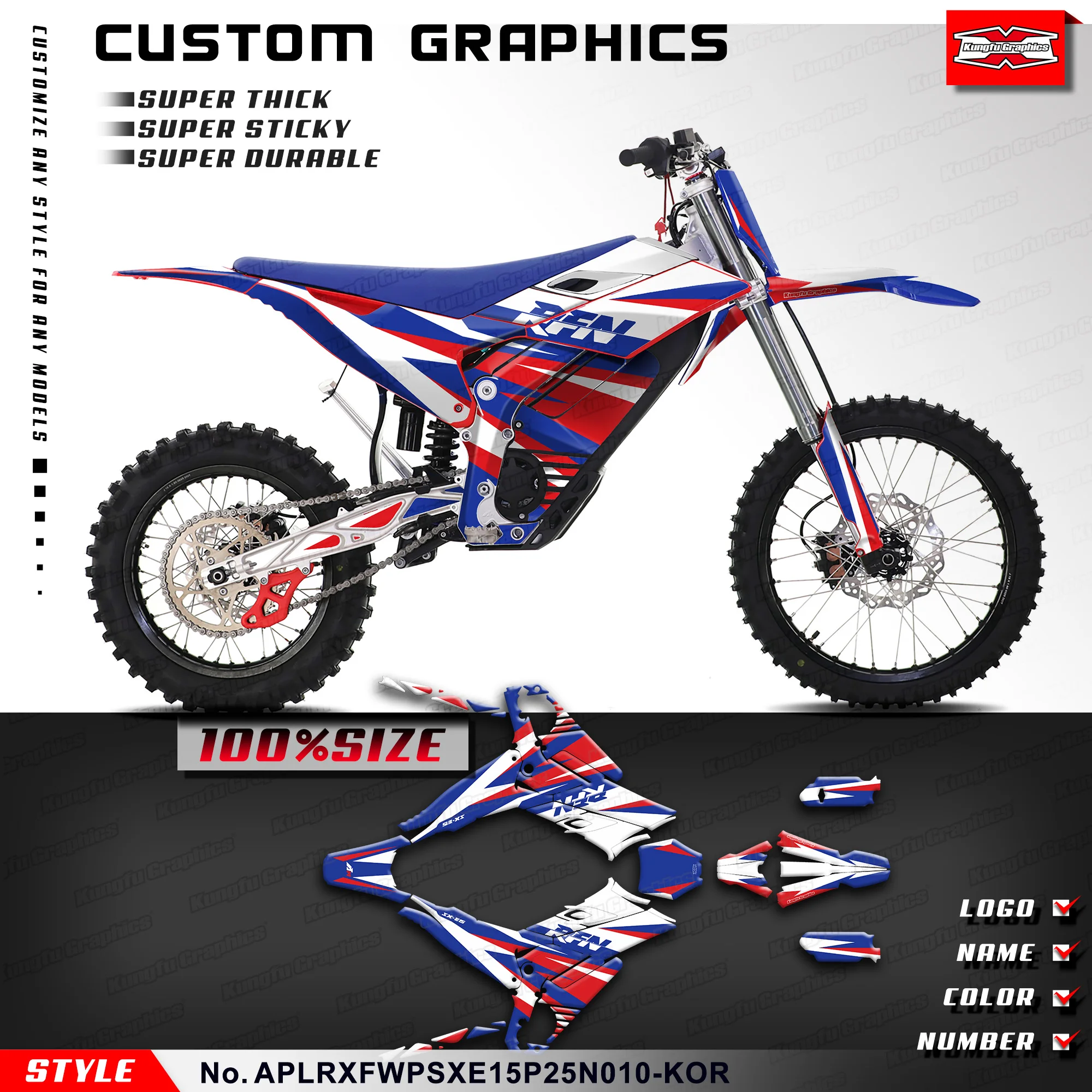 

KUNGFU GRAPHICS Custom Adhesive Sticker Motorcycle Decals for Apollo Apollino RFN Warrior Pro SX-E15 / SX-E15 PLUS Wrap, Rebuild