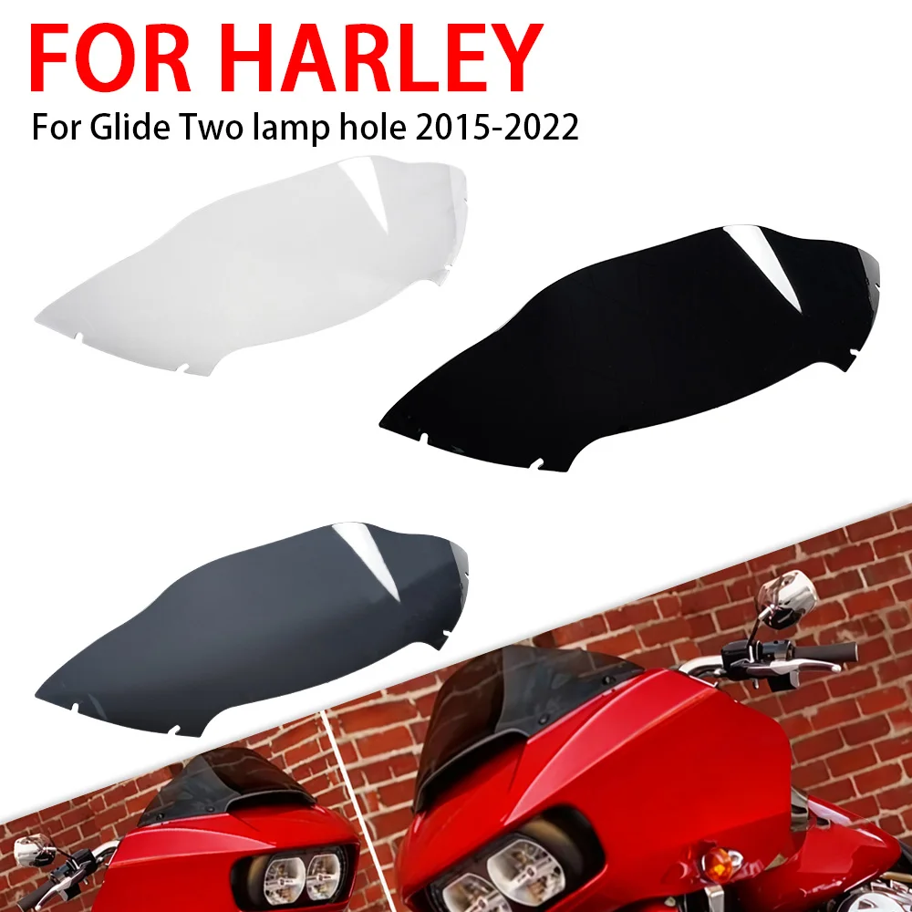 

8 Inch Wind Splitter Windshield Windscreen Front Glass For Harley Davidson Glide Motorcycle Two Lamp Hole Wind Deflector 2022