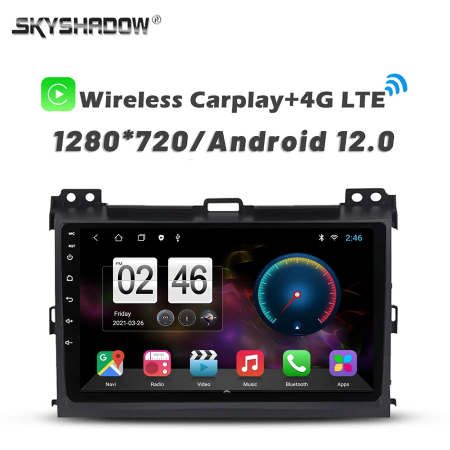 

720P 360 4G SIM Carplay 8G + 256G Android 13,0 автомобильный DVD-плеер GPS WIFI Bluetooth радио для Toyota Land Cruiser Prado 120 2004-2009