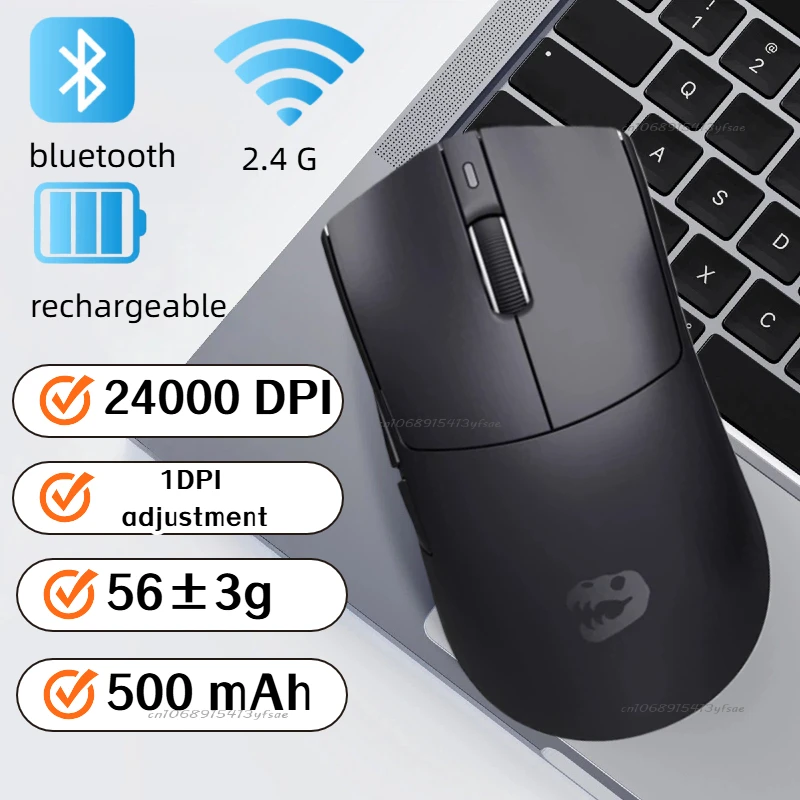 

Wireless Computer Mouse Bluetooth Mouse for Laptop Accessories Tri-Mode Connection 56g Lightweight Up To 150Hr Battery Life