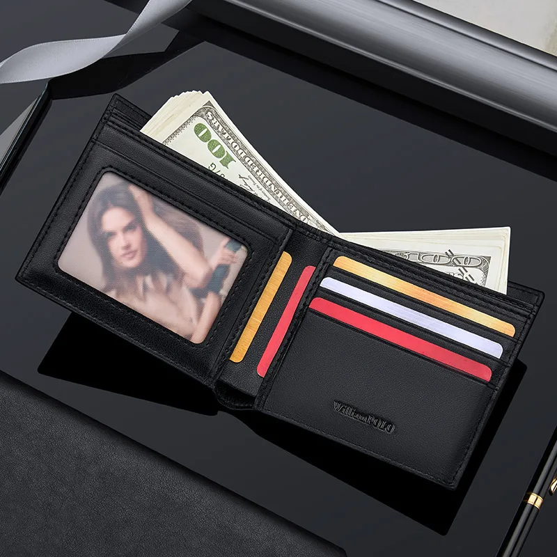 Leather men's wallet, fashionable and personalized card holder, multifunctional card bag