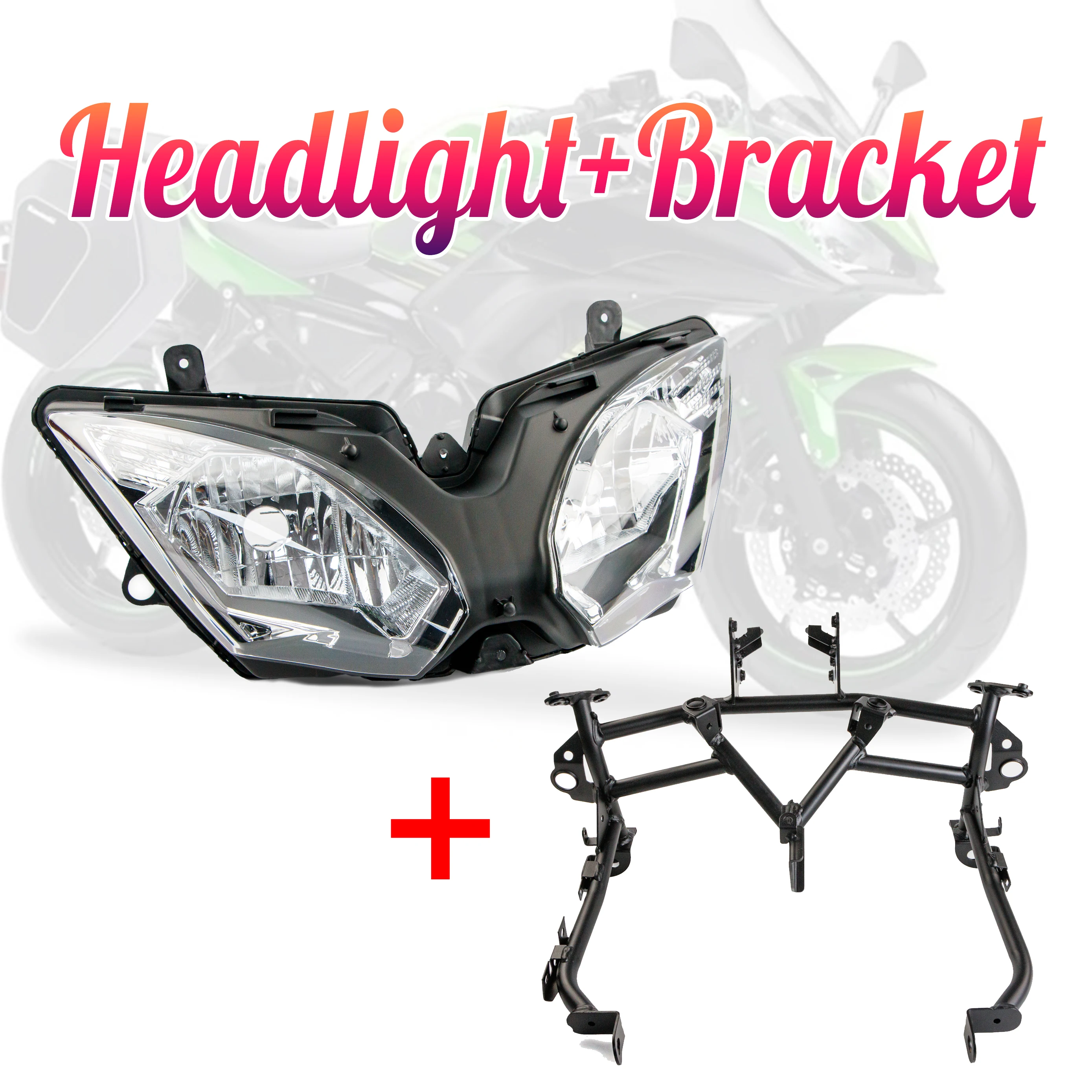 

Fit For KAWASAKI NINJA 650 ER6F EX650 2017 - 2019 Motorcycle Headlight Assembly Headlamp + Bracket