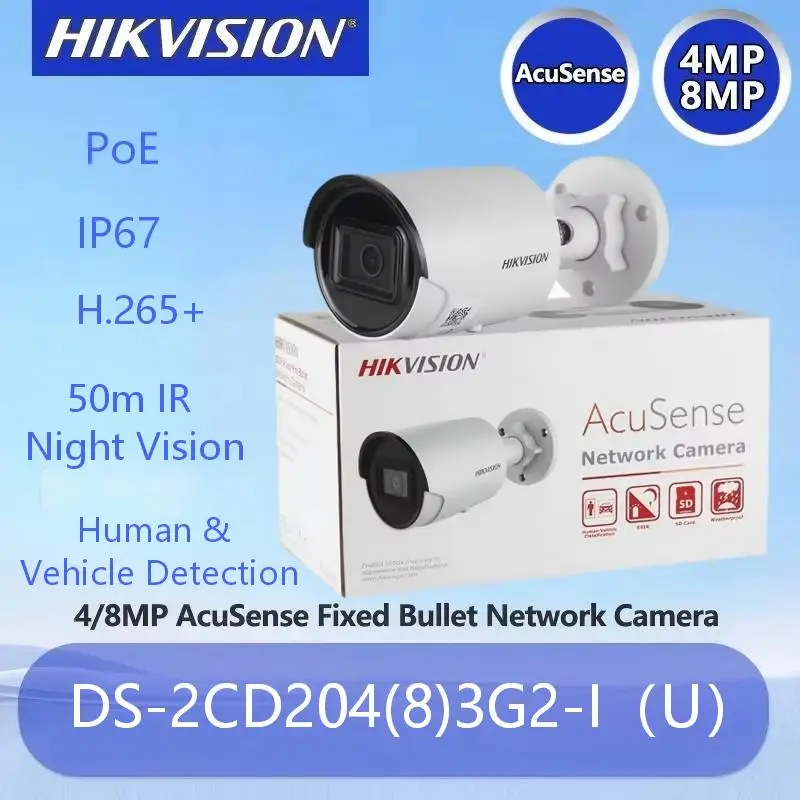 

Уличная IP-камера Hikvision DS-2CD2043G2-I(U) DS-2CD2083G2-I(U) 4MP 8MP AcuSense с PoE, встроенным микрофоном и ИК-подсветкой для ночного видения