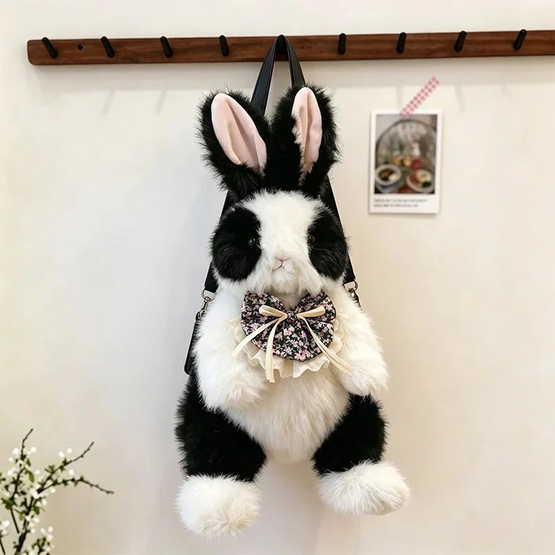Rabbit Plush Backpack Doll Stuffed Bunny Toy Cute Shoulder Bag Soft Animal Plushie Birthday Gift For Girls Women