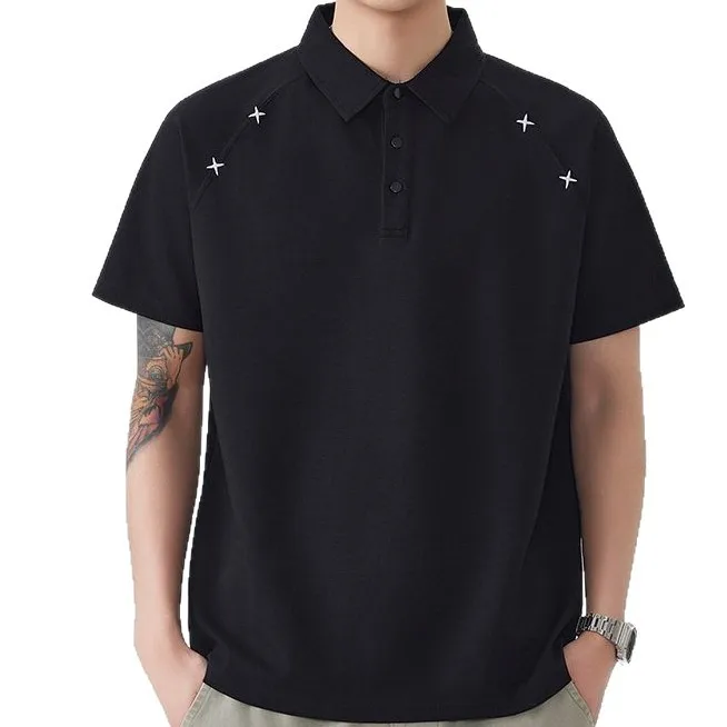 Summer New Heavy Short-sleeved Men's Simple Light Luxury Casual Micro-elastic High-end POLO Shirt