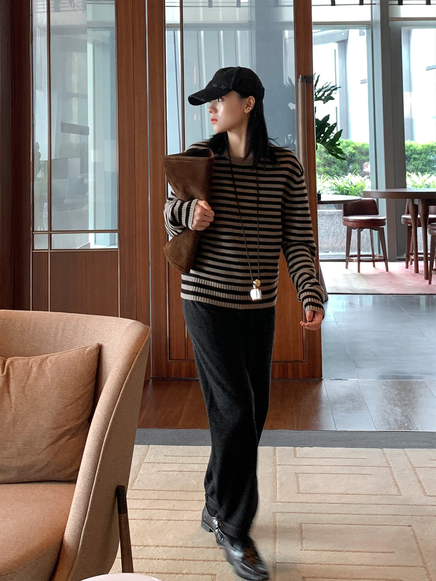 

Шерстяной трикотаж в полоску, свободный крой, женский осенне-зимний топ MUALLYCHEN, повседневный вязаный свитер с облаком