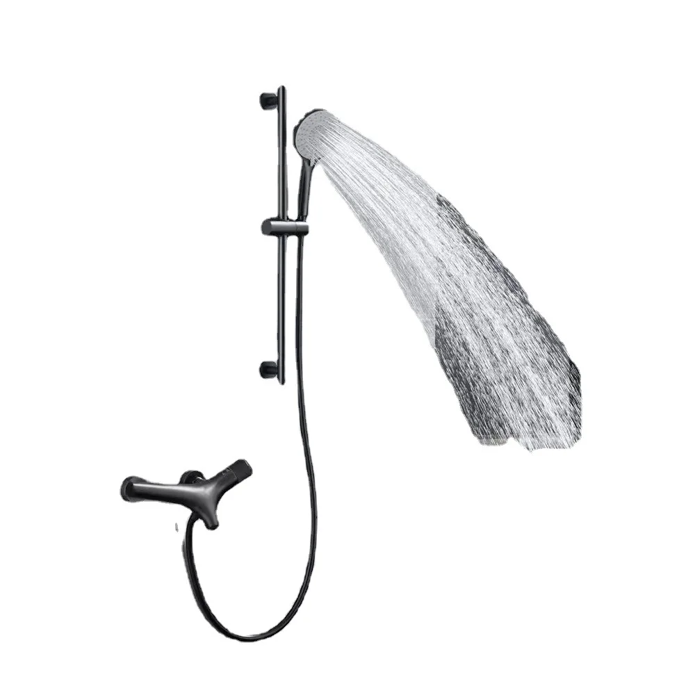 

Grey all-copper shower hot and cold shower set, simple household shower