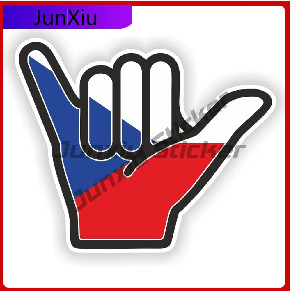 

Czechia Flag Shaka Hand Hang Loose Vinyl Decals Graphic Suv Camping V125 Motorcycle Stickers Funny Car Decoration For Auto Suv