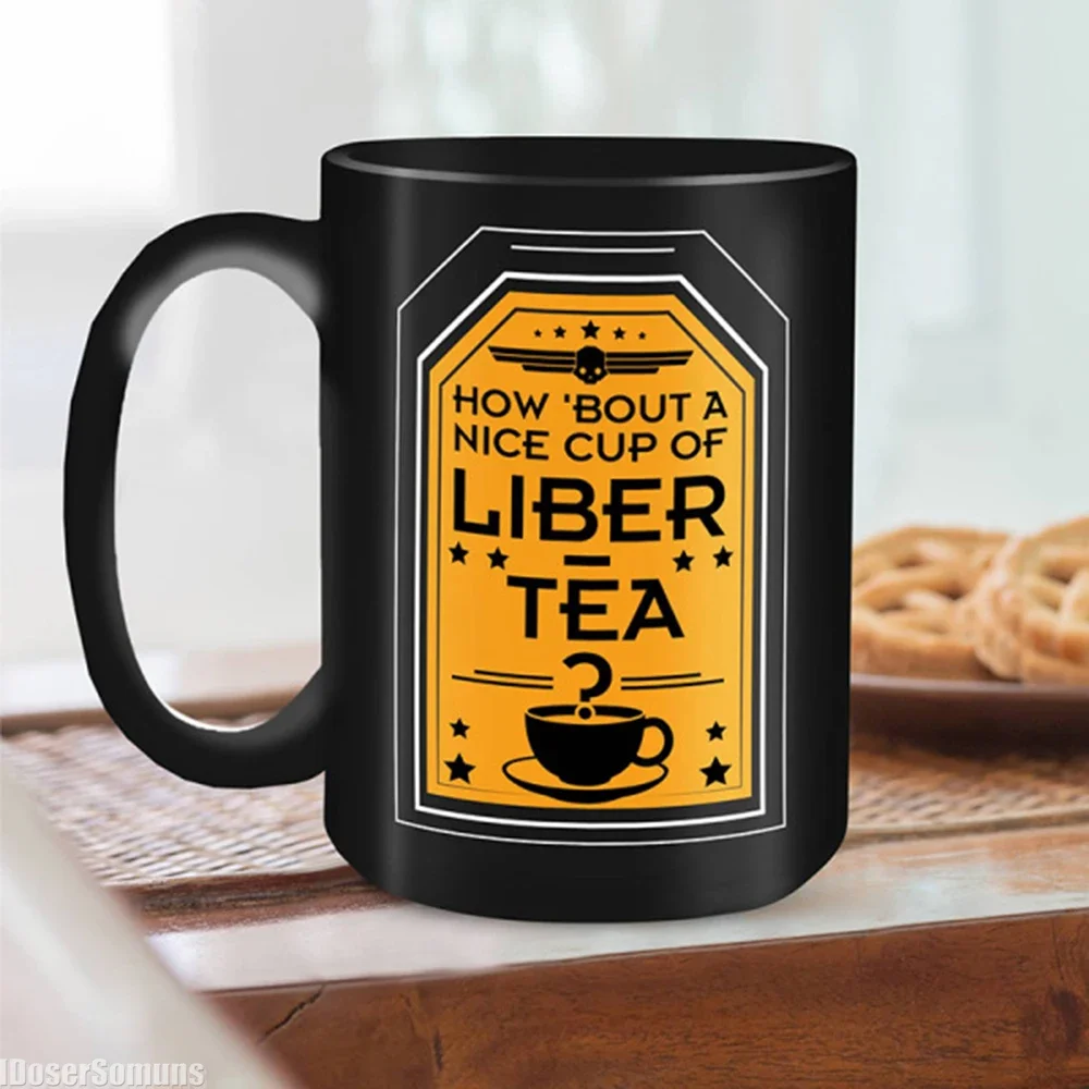 Ceramic Morning Cup of Liber-Tea Cup Taste Democracy Freedom White Black Alphabet Mug Gift for Friends Creative Liber-Tea Mugs