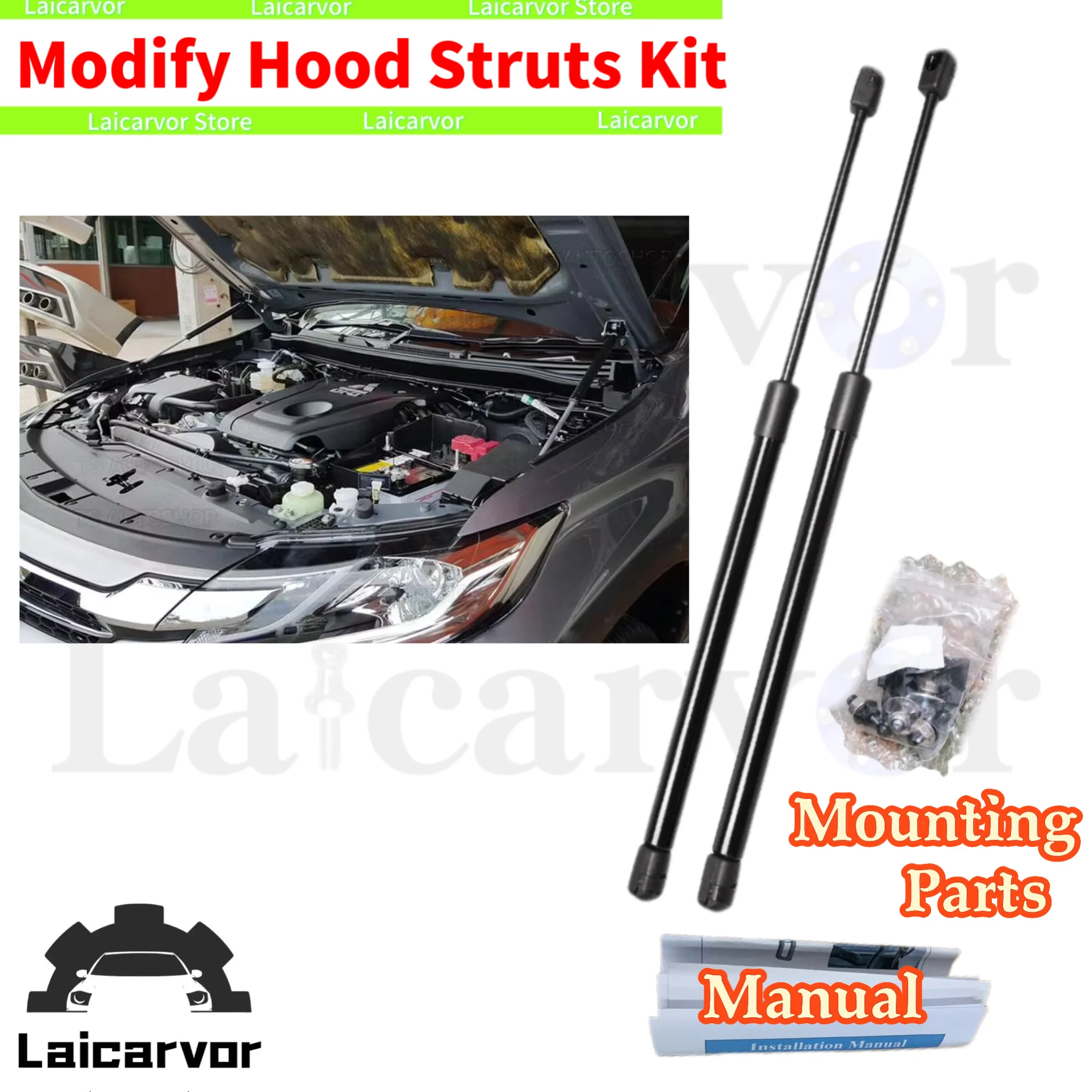 

2PCS Gas Struts For Mitsubishi L200 Triton 5th 2015-2018 Front Hood Bonnet Lift Support Shock Damper Absorber Prop Rods