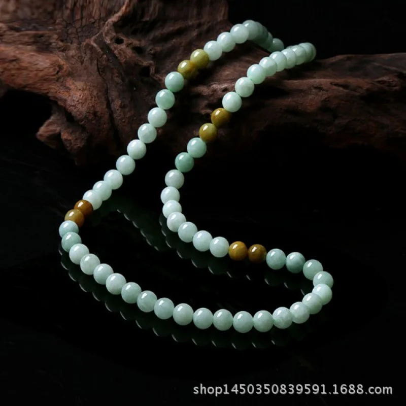 Myanmar a Goods Three-Color Glutinous Jade Bracelet Necklace round Bead Chain