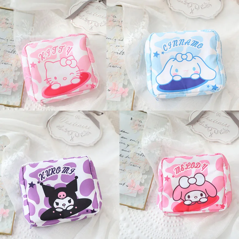 

New Sanrio Hello Kitty Tampon Organizer Bag Oxford Cloth Cute Cartoon Kuromi Girl Portable Cosmetic Storage Bag 13x11.5x4.5cm