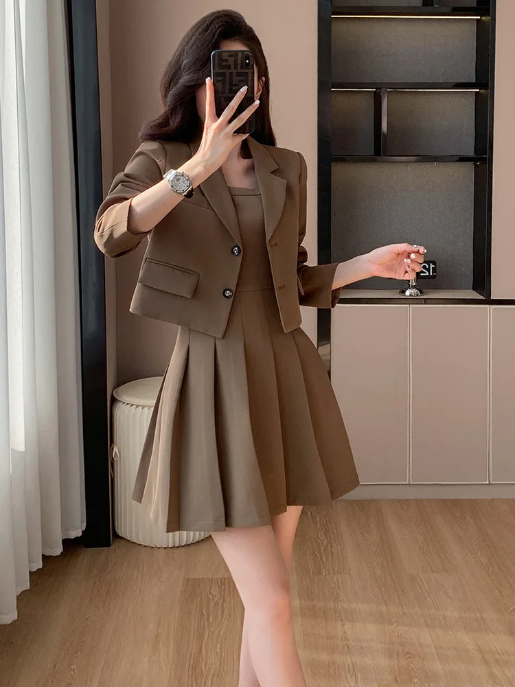 

Brown Short Suit Coat for Women Spring and Summer2024New Small Casual Elegant Business Suit Dress Suit