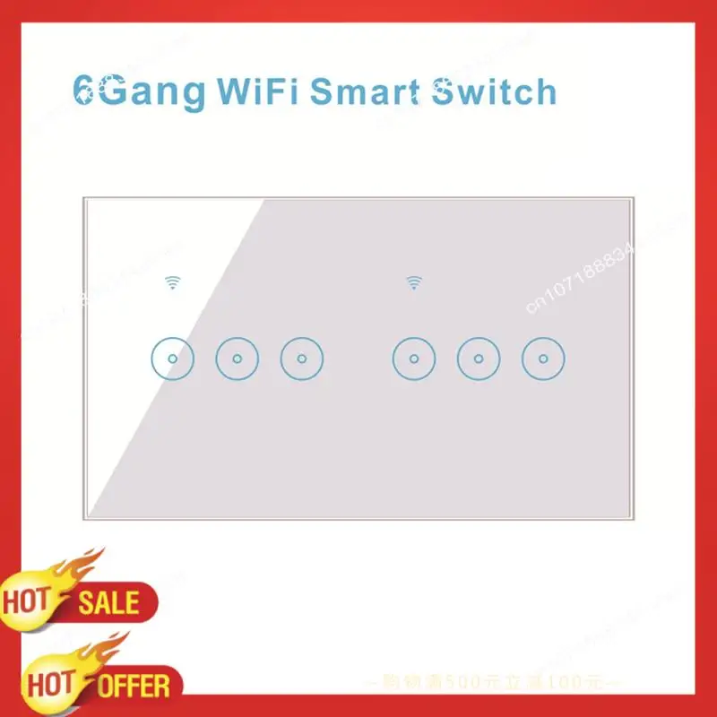 B47C Wifi สมาร์ทสวิตช์ไฟผนัง 10A แผงสัมผัสกระจกไร้สาย Interuptor รีโมทคอนโทรลไร้สาย