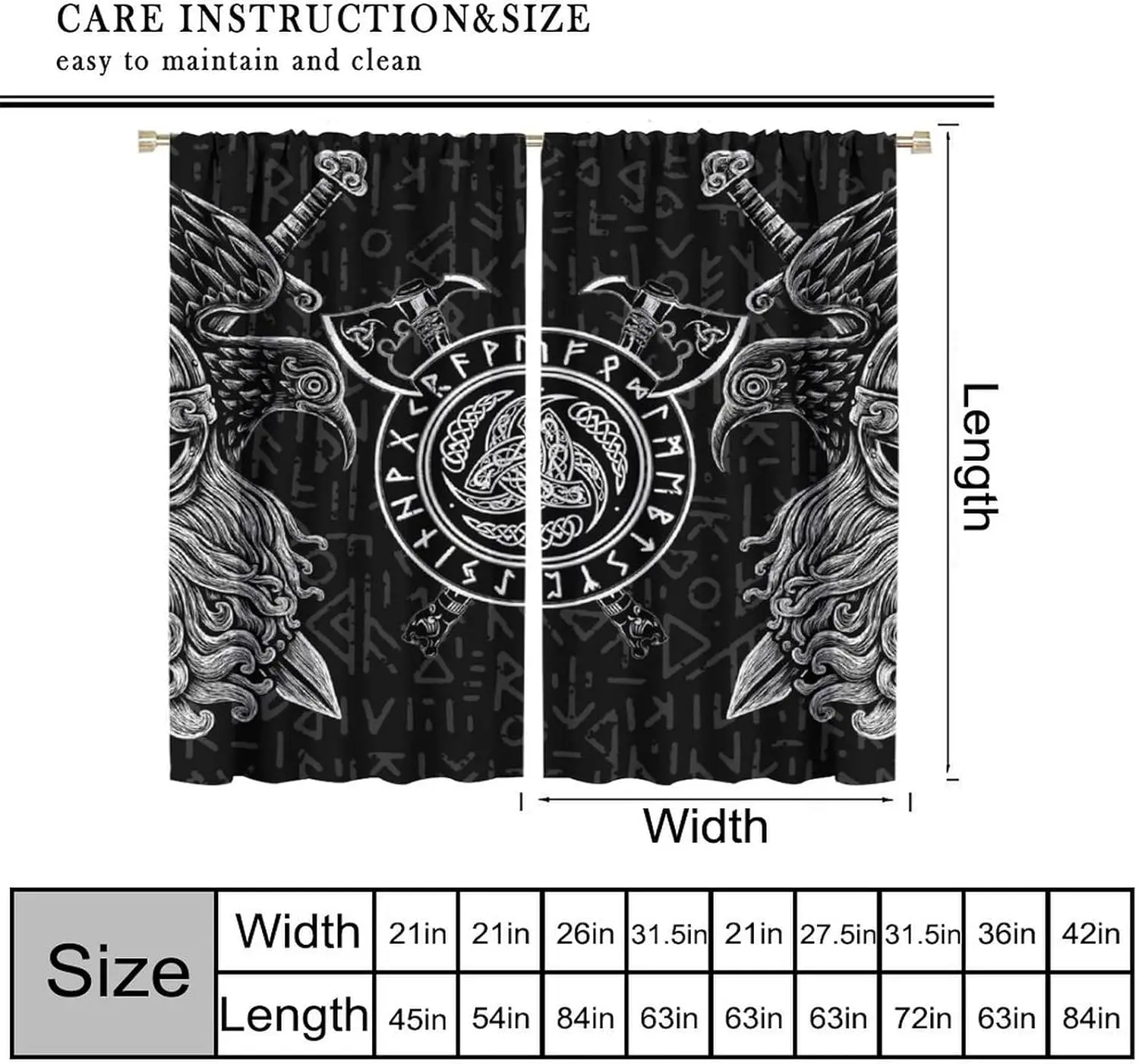Premium Viking Norse Tapestry Curtain Wall Hanging Celtic Gothic Fantasy Decor Medieval Room Accent Backdrop for Living Space