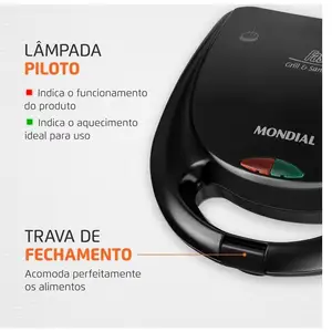 Sandwiche Mondial Fast Grill S -12 Schwarz 750W - 220 V 10 Hauptverkaufs -Sandwich und Grill - №3