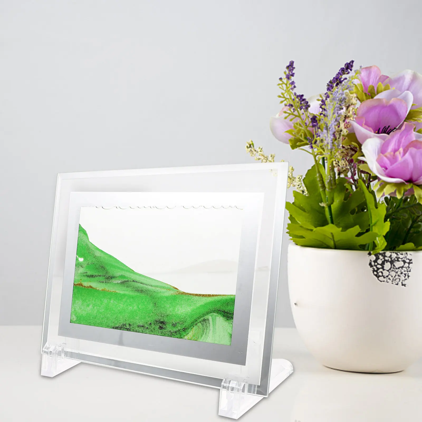 

Декоративная картина из текучего песка в стеклянной раме с устойчивым основанием для дома, спальни, кабинета, для создания расслабляющей атмосферы