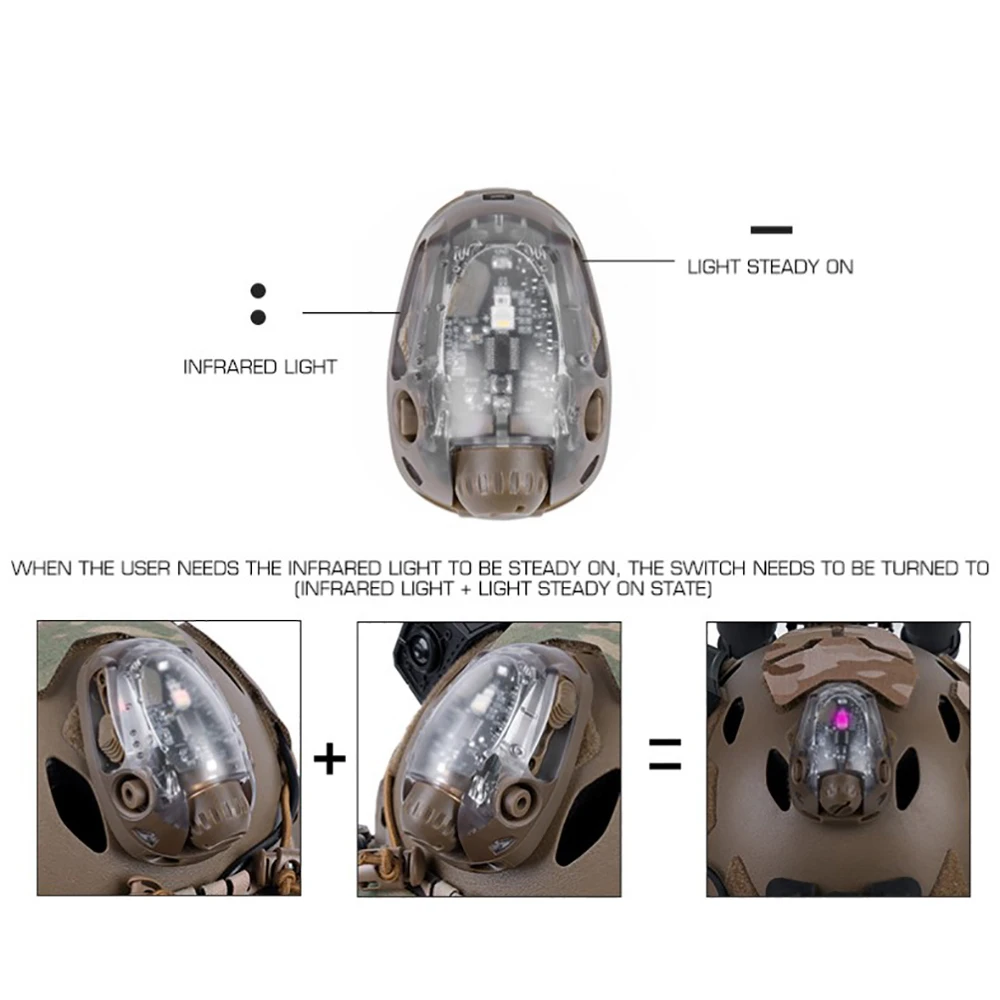 ملحقات خوذة WST التكتيكية ضوء إشارة خوذة رابتور مجموعة متنوعة من تأثيرات الإضاءة ضوء التعرف على إشارة الخوذة #4
