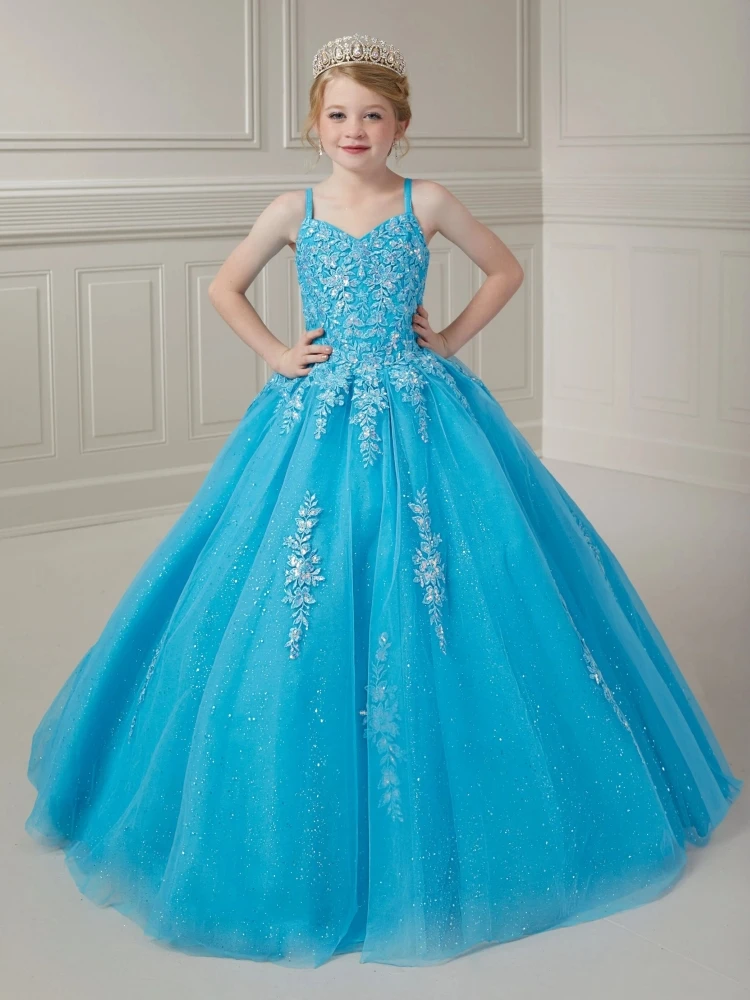 

Customized Flower Girl Dress pageant Dresses Sequin Tulle Sleeveless For Wedding Birthday Party Prom Banquet Holy Communion Gown