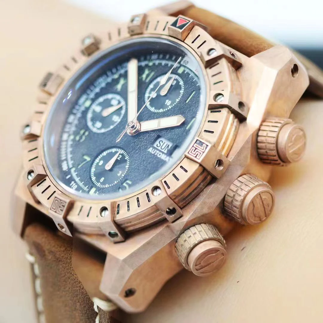 tamsid Sapphire  Spark pattern double layer dial  Automatic mechanical waterproof dive time  bronze /titanium Military watch