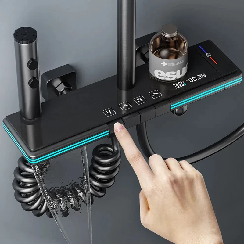 Set doccia multifunzionale con illuminazione ambientale Display digitale intelligente per bagni domestici Set sistema doccia pressurizzato