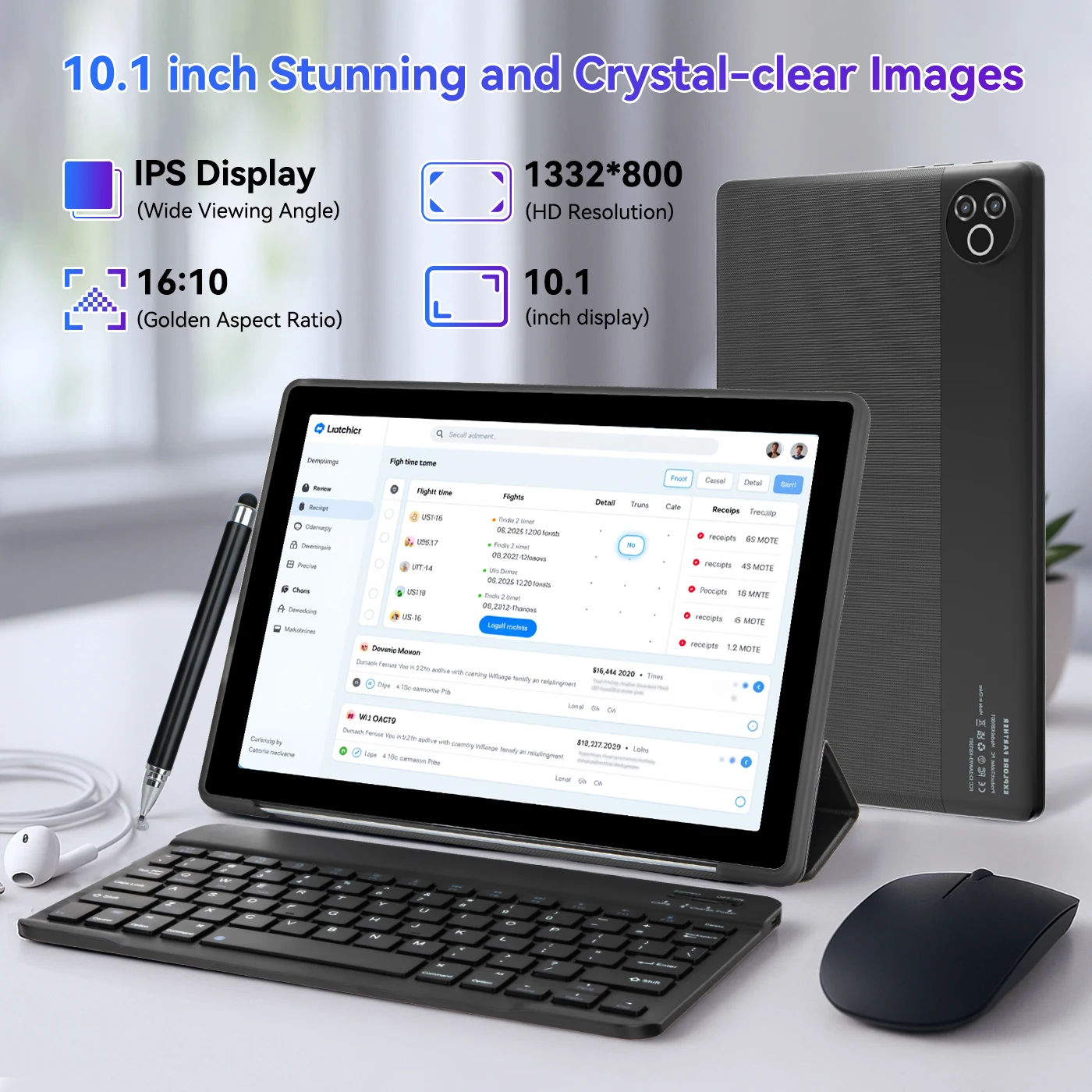 Urao android 15 tablet 10.1 Polegada 20(3 + 17),gb ram 64gb rom 5 núcleos câmera dupla tablets pc conjunto teclado/caixa/mouse/stylus/fone de ouvido