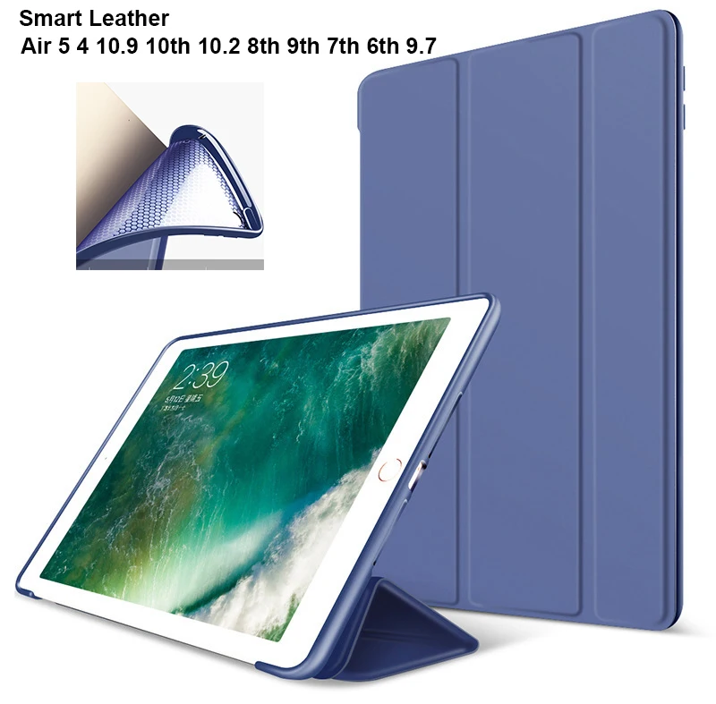 

For iPad Air 5 4 10.9 Smart Case 10th 2022 10.2 8th 9th 7th 9.7 Generation Leather Silicon Cover For iPad 12 Pro 11 Mini 6 4 3 2