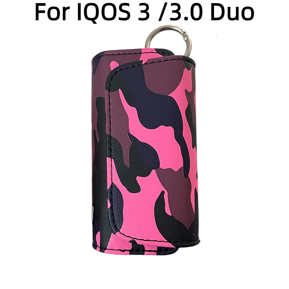 PU Leather Camouflage Flip Wallet Cover for IQOS 3.0/3.0 Duo Case Portable Hook Cigarette Protection Bag E-cigarette Accessories