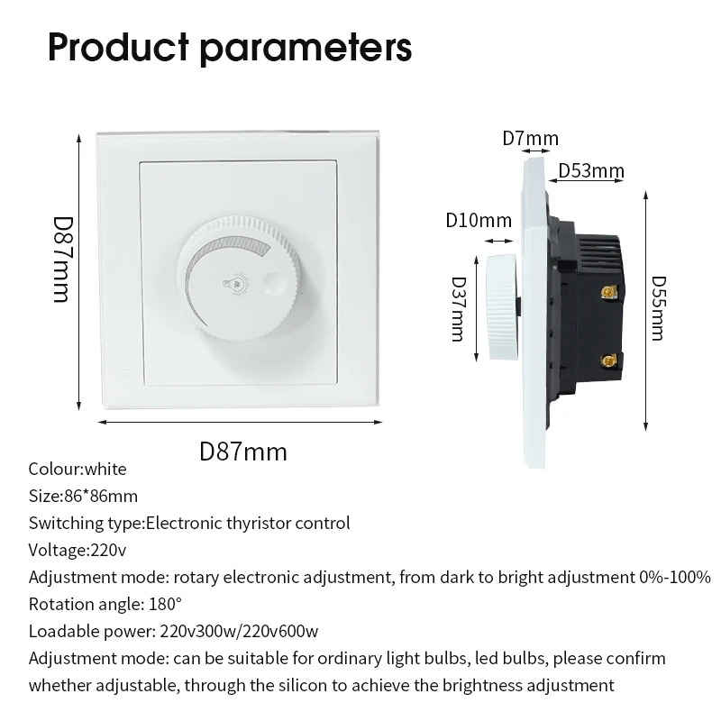 LED Control Dimmer 0 -10V 1-10V LED Light Dimmer Switch AC110V 220V Brightness Easy Adjustable Recessed Installation