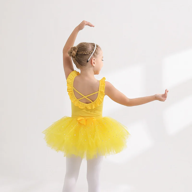 Justaucorps de gymnastique pour enfants filles, vêtements de danse Bailarina, Costume à bretelles, jupe bouffante en maille, vêtements de danse de Ballet, Performance pour enfants