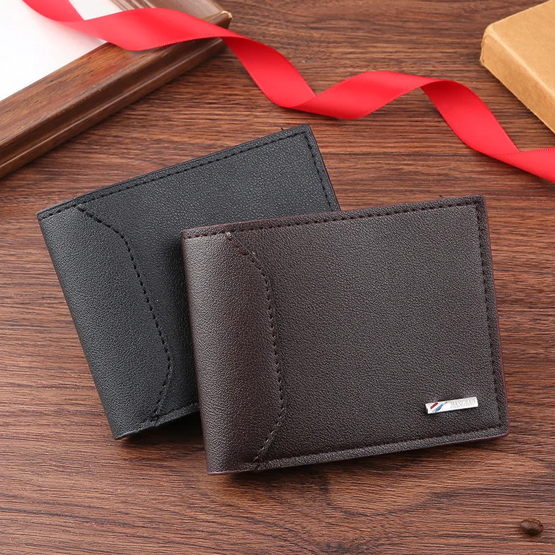 New Men Short Wallet Soft Leather Slim Money Clip Business Card Holder Coin Purse Multi Card Slot Card Bag Classic Simple Wallet