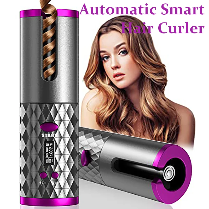 

Automatic Curling Iron,Cordless Hair Curler, Ceramic Rotating with 6 Temps Timer,Portable USB Rechargeable,Fast Hot Comb Styling