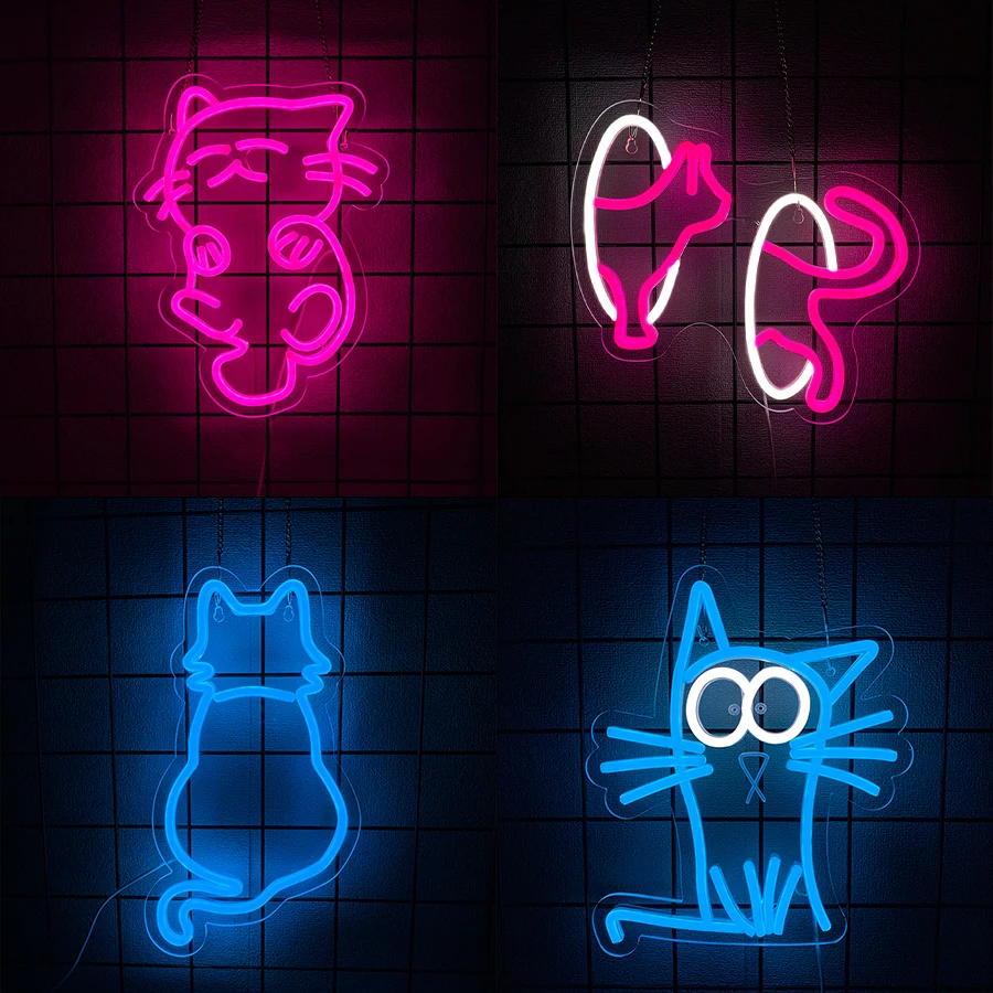 Party Games Shop - 猫シリーズネオンサイン 壁装飾用、LEDネオンライトアップサイン 寝室、リビングルーム、寮、ペットショップ、ゲームルーム、バー、結婚式のパーティー用