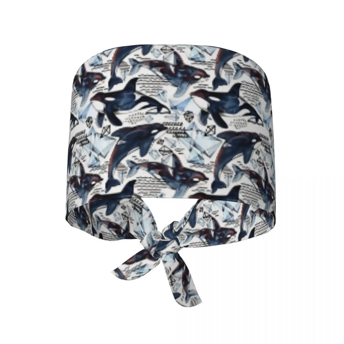 Work Scrub Cap Killer Whale Seamless Pattern Nursing Hats Women and Men Stylish Medical Hat Soft Holder Long Hair Working Caps