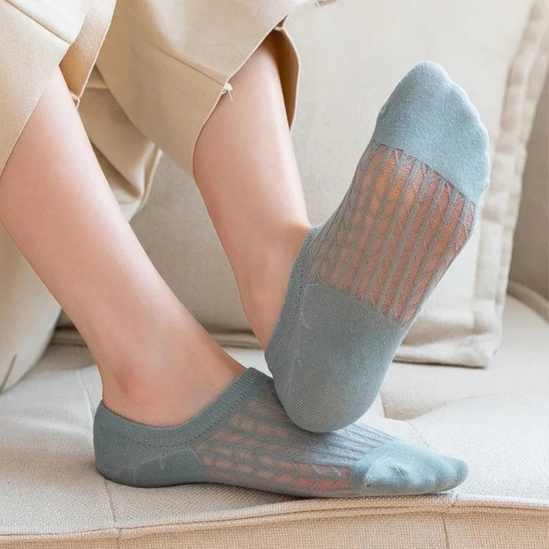 1-20 Pairs Socks women's Summer Invisible Short No Show Fashion Lace Breathable Silicone Non-slip female Cotton Boat Socks